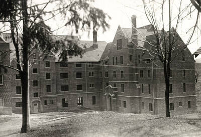 1926 photograph of Hays Hall. View of the nearly completed construction.