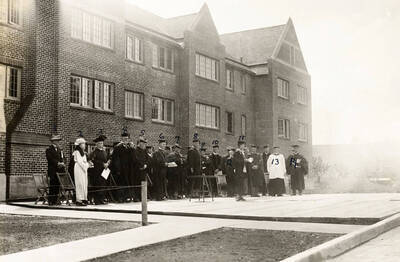 1923-06-11 photograph of Forney Hall. View of the dignitaries.