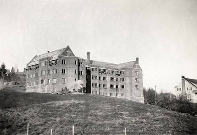 1923 photograph of Forney Hall. View of construction.