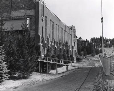 1928 photograph of Memorial Gymnasium. View of the south side.