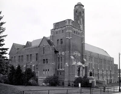 1930 photograph of Memorial Gymnasium. View of northeast corner.