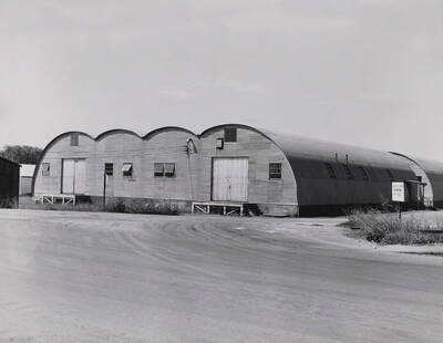 1947 photograph of Pine Hall cafeteria. Building constructed from Quonset huts.