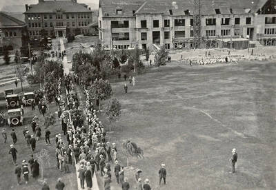 1924-09-17 photograph of Science Hall Renamed Life Sciences Building in 1964. View of the Masonic procession.
