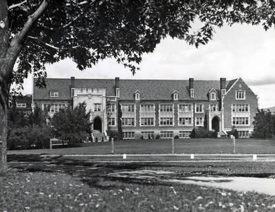 1930 photograph of Science Hall Renamed Life Sciences Building in 1964. View from the Administration lawn.