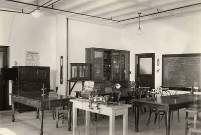 1929 photograph of Science Hall Renamed Life Sciences Building in 1964. View of the Physics laboratory.