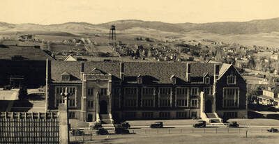 1926 photograph of Science Hall Renamed Life Sciences Building in 1964. View of roofline detail. Donor: Biological Sciences Dept.