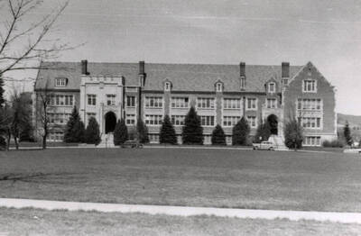 1954 photograph of Science Hall Renamed Life Sciences Building in 1964. View from Administration lawn. Donor: Maurice Johnson.