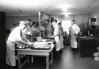 1935 photograph of Idaho Club. View of kitchen and staff.