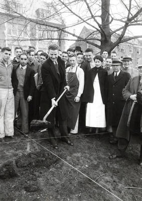 1936 photograph of Infirmary. View of the groundbreaking ceremony.