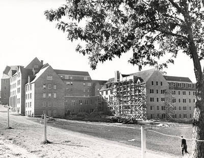 1938 photograph of Chrisman Hall. View of construction.