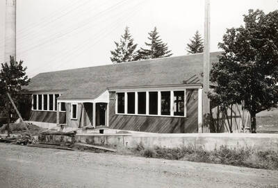 1935 photograph of Forestry Laboratory. View of construction debris.