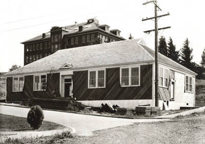 1935 photograph of Entomology Building. View of construction debris.