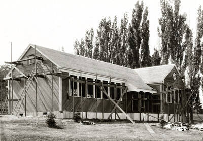 1935 photograph of Industrial Arts Building. View of construction.