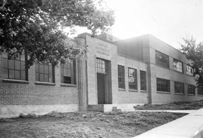 1950 photograph of Kirtley Engineering Laboratory. View of the nearly completed construction.