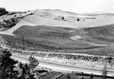 1936-08-28 photograph of Neale Stadium. View of the construction site.