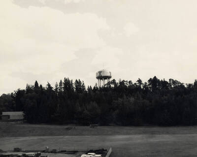 1955 photograph of I Tank. View of the baseball scoreboard.