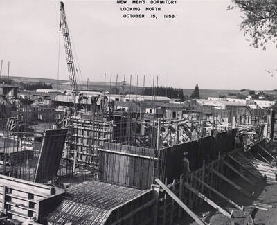 October 15, 1953 photograph of Gault Hall under construction.
