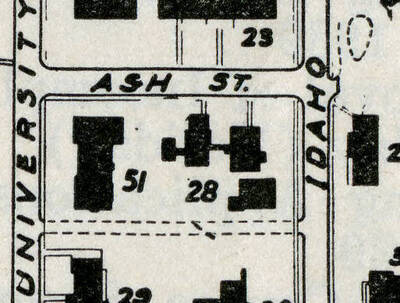 No image of this structure have been located. This image is cropped from the University Campus Bulletin Maps of the year listed.