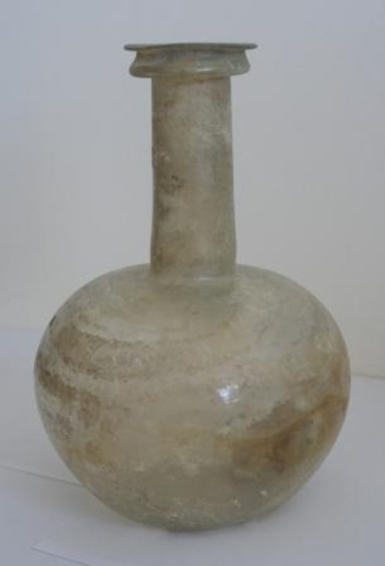 Glass vase made to resemble a beaker style flask.