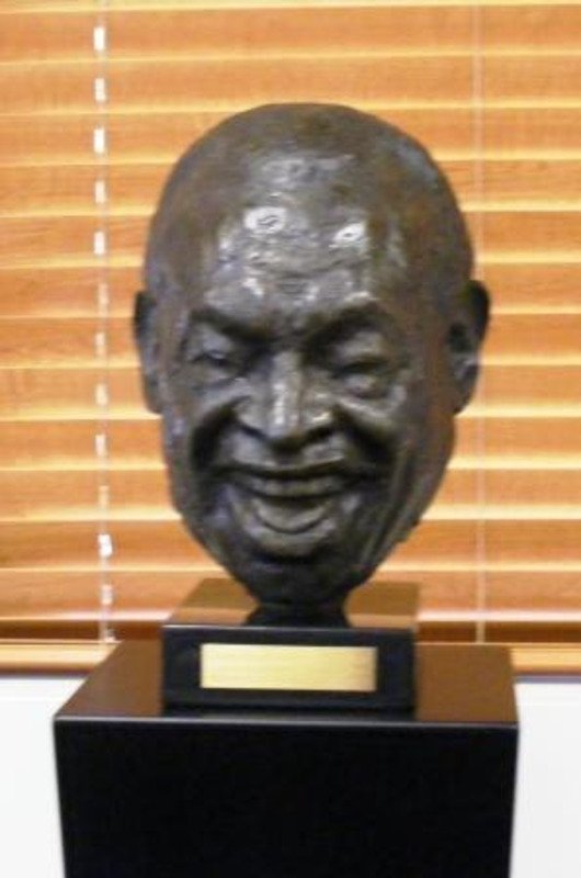 Sculpted bust of Lionel Hampton on a black base.