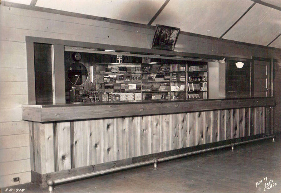 Photo of the Moscow, Idaho CCC camp canteen. Writing on the photo reads: 'Photo by Leo's Studio'.