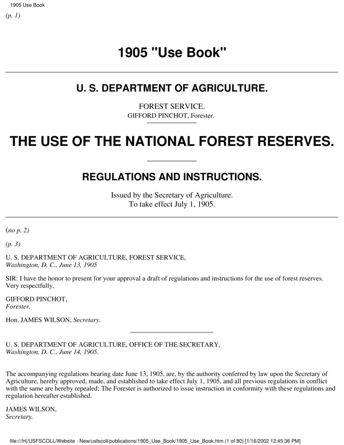 An article outlining the permitted and prohibited uses of the National Forest Reserves as it pertains to timber, water, pasture, mineral, and other resources.