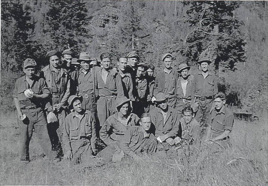 A group portrait of the blister rust crew at Camp Magee.