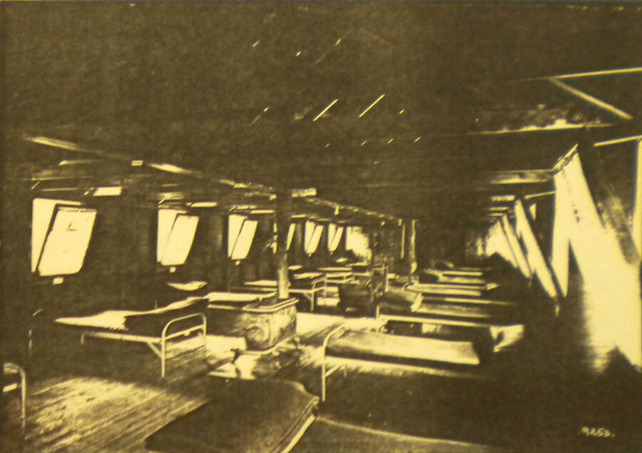 Barracks near a Priest River camp, showing Company C-1235, 26 June 1936