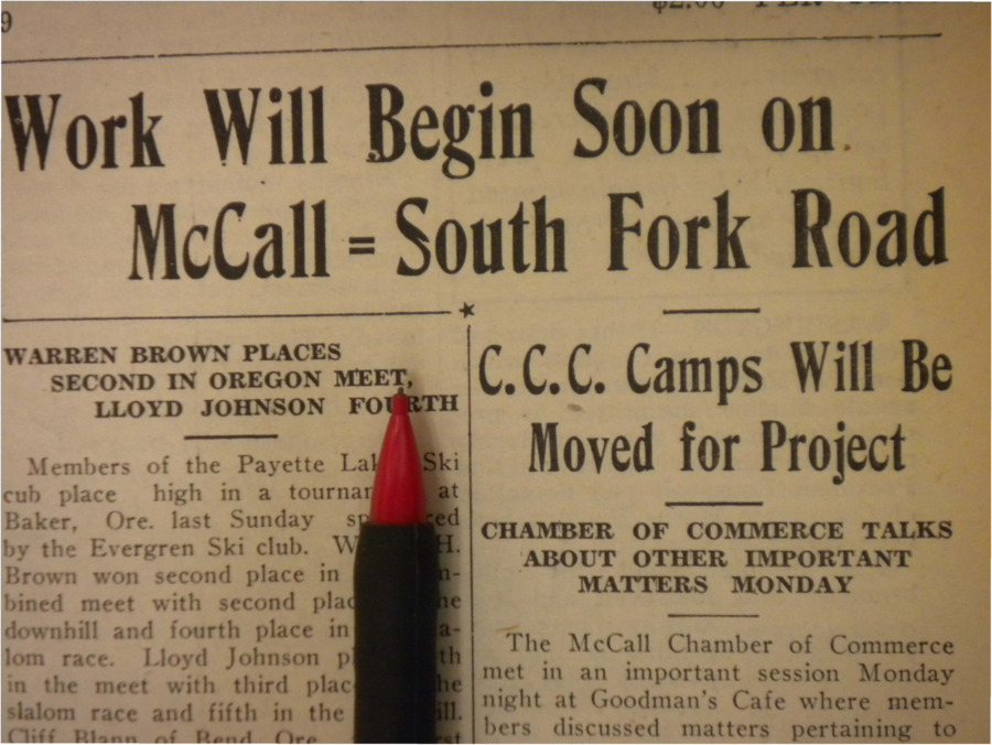 Article previewing the CCC's construction of a road over Lake Fork creek route that will connect McCall with the South Fork of the Salmon River.