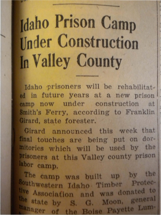 Story about Smith's Ferry camp's transformation into a new prison labor camp.