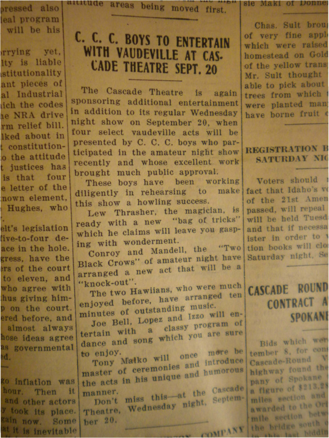 Preview of the upcoming Cascade Theatre entertainment Wednesday show, in which four CCC workers will perform.