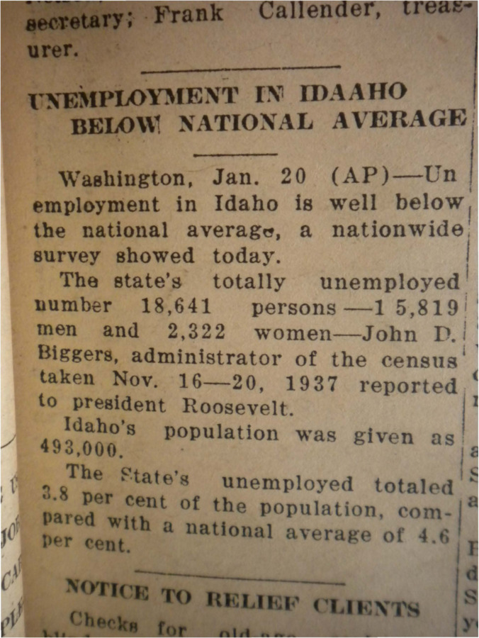 Short column about how Idaho's unemployment is well below the national average.