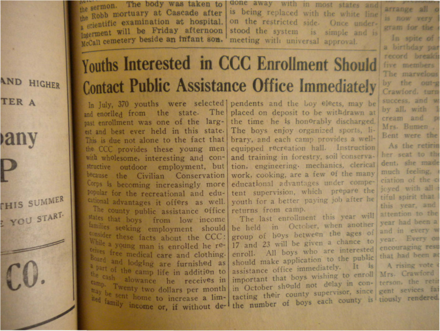 Article outlining the positives that can come from enrolling youths in the CCC.