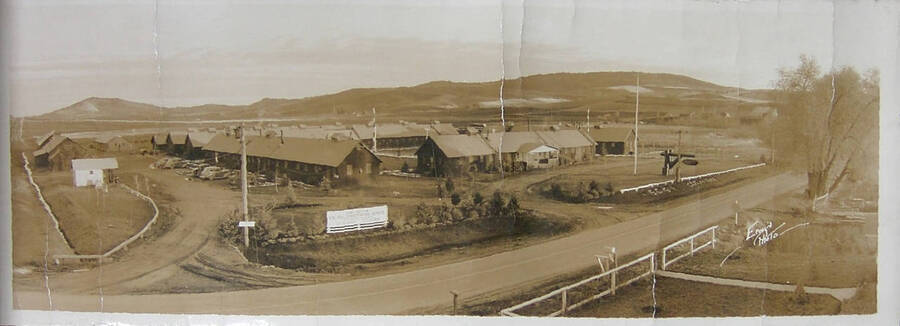 Overview, Camp Moscow, SCS-1. From the Paul Saft photographic album, SCS-1, C-1503, 1938-39, depicting camp life, taken mostly in the Moscow, Lewiston, Robinson Lake areas.