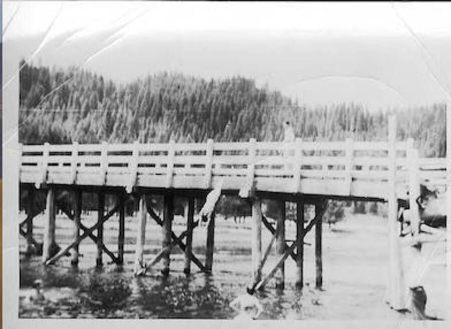 Bridge across Payette River at Smith's Ferry. Camp Smith Ferry, 1939.