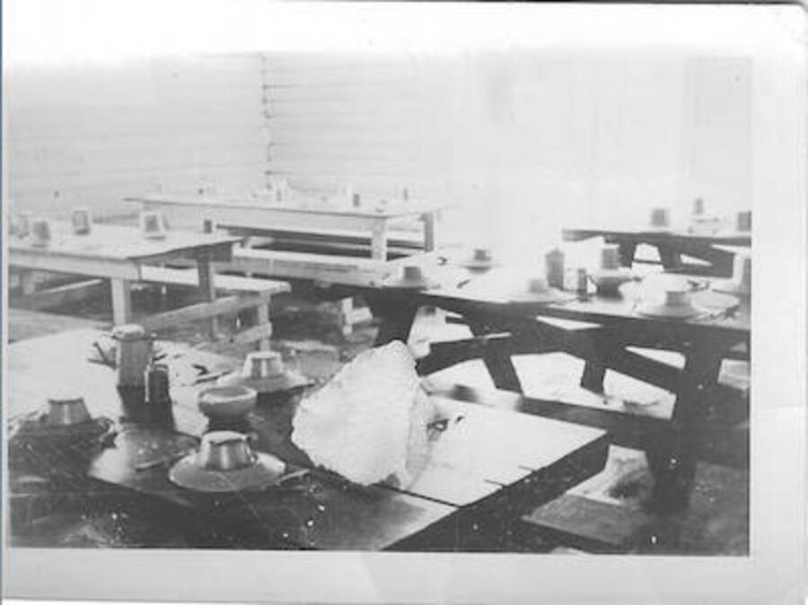 Dining room, in mess hall, Camp Smith Ferry, 1939