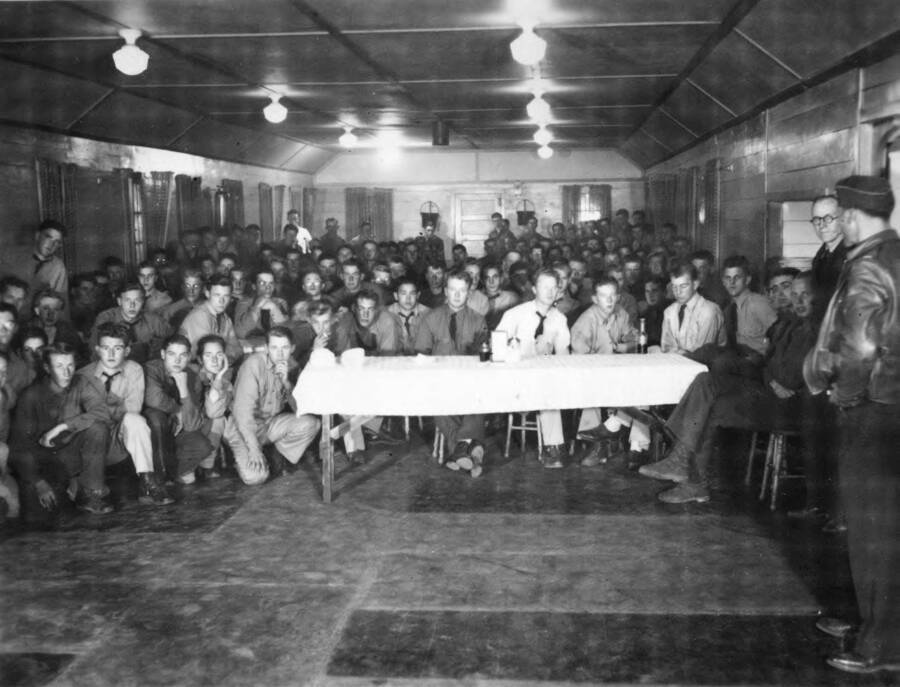 Group picture of the CCC Company stationed at Camp Heyburn.