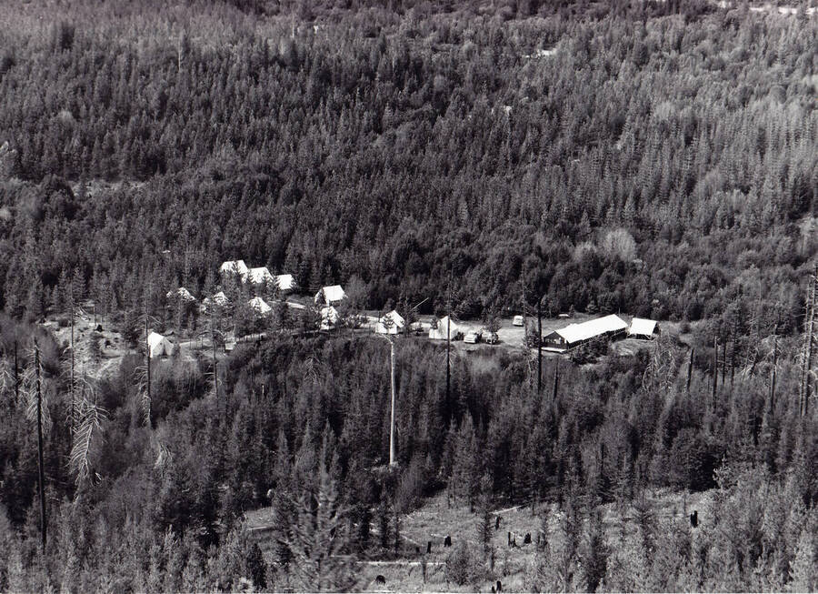 Aerial view of a spike camp.