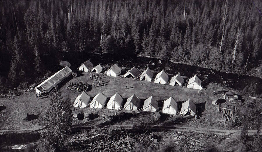 CCC spike camp at Granite Creek, Idaho.
