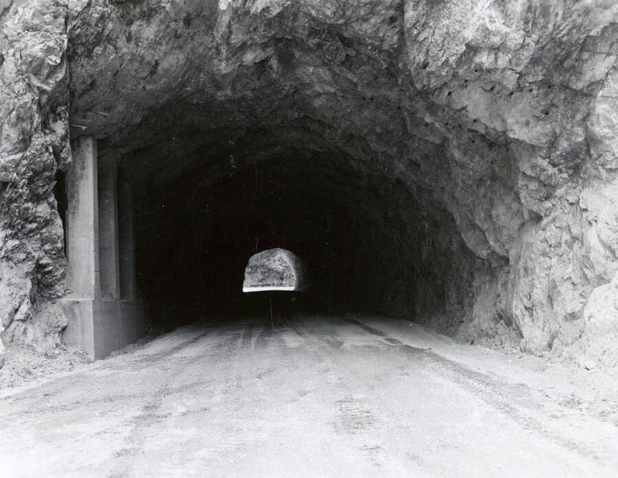 View of the completed Fishhook Tunnel. Back of photo reads: 'Fishhook Tunnel E-Roads (e)-32''.