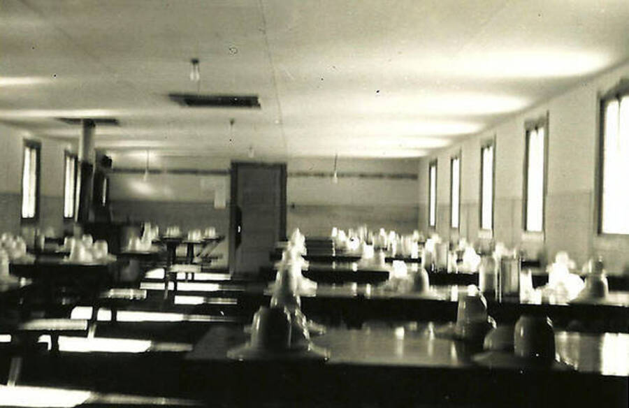 A photo of the mess hall at CCC Camp Big Creek #2, F-132.