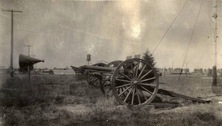 A photo of an old cannon at Fort Dix, NJ. Writing below the photo reads: 'Fort Dix'.
