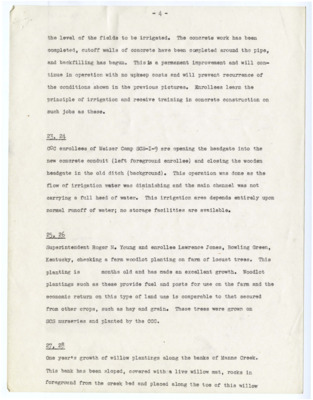 A description page of Kodachrome slides that shows enrollees installing a new headgate to improve irrigation. This does not include the slide image itself.