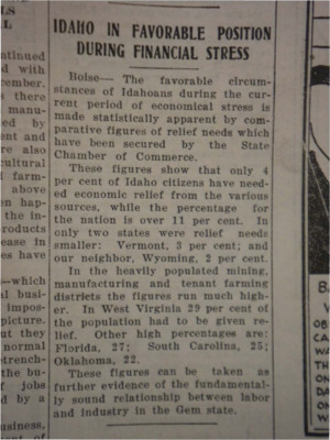 Column about Idaho's favorable economic position, despite the nation's financial stress.