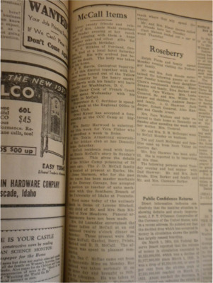 McCall news items, including a surprise party, the death of a former resident and a story written about a poisoning at the Miller Camp 30 years ago.