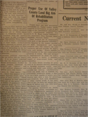 Article about the resettlement administration's rehabilitation program, which will conserve soil resources provide max cash income.