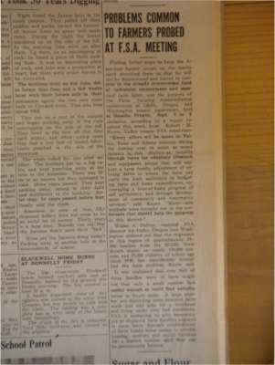 Recap of a Farm Security Administration meeting in Seaside, Oregon, in which officials discussed ways to keep American farmers secured on their land.