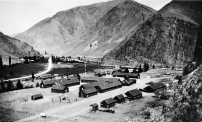 Bird's-eye view of CCC Camp near Riggins, Idaho.