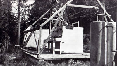 Construction of a washroom at a spike camp.