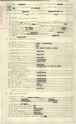 A variety of inspection reports from 1940 for Spike CCC Camp, Steamboat.